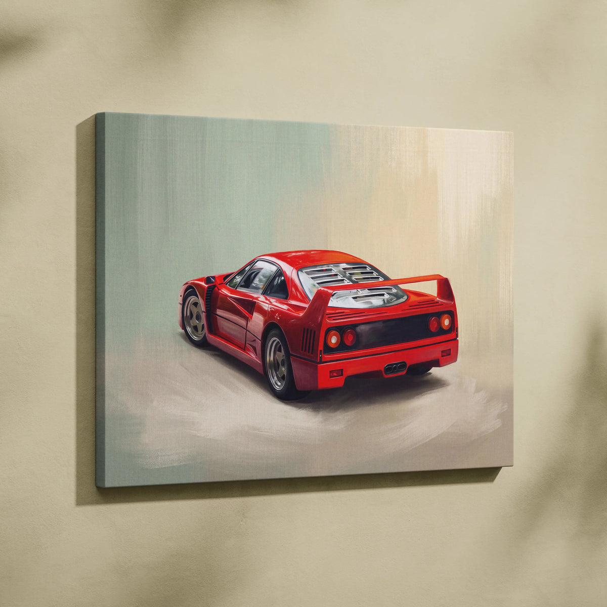 Ferrari F40 Inspired Canvas Art, Retro Supercar Wall Art Decor for Garage
