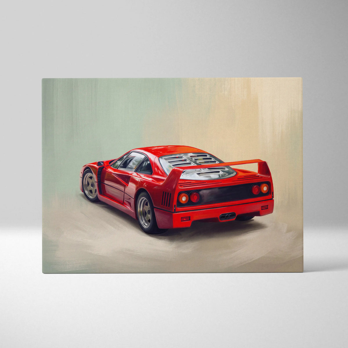 Ferrari F40 Inspired Canvas Art, Retro Supercar Wall Art Decor for Garage
