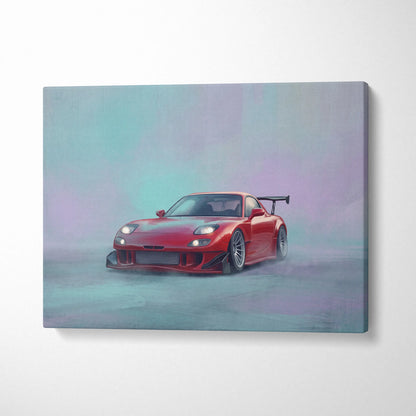 Mazda RX-7 Inspired Canvas Art, Rotary Engine Sports Car Wall Decor for Bedroom