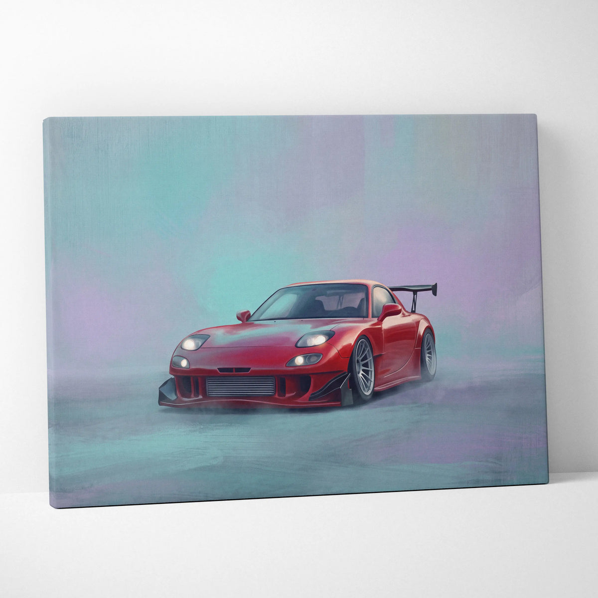 Mazda RX-7 Inspired Canvas Art, Rotary Engine Sports Car Wall Decor for Bedroom