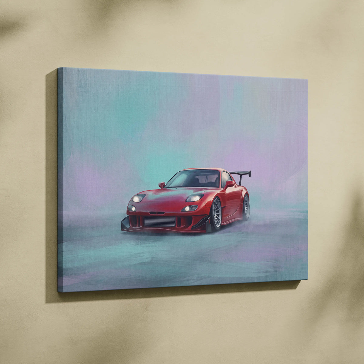 Mazda RX-7 Inspired Canvas Art, Rotary Engine Sports Car Wall Decor for Bedroom