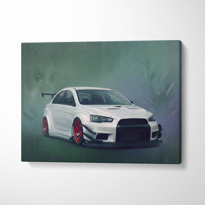 Mitsubishi Lancer Evolution X Inspired Car Wall Art, Rally Drift Racing Canvas Print for Garage