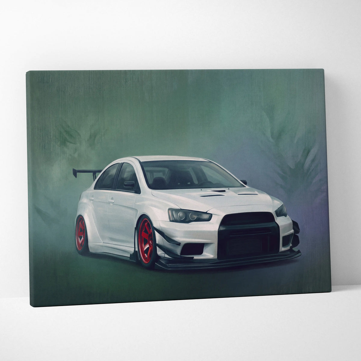 Mitsubishi Lancer Evolution X Inspired Car Wall Art, Rally Drift Racing Canvas Print for Garage