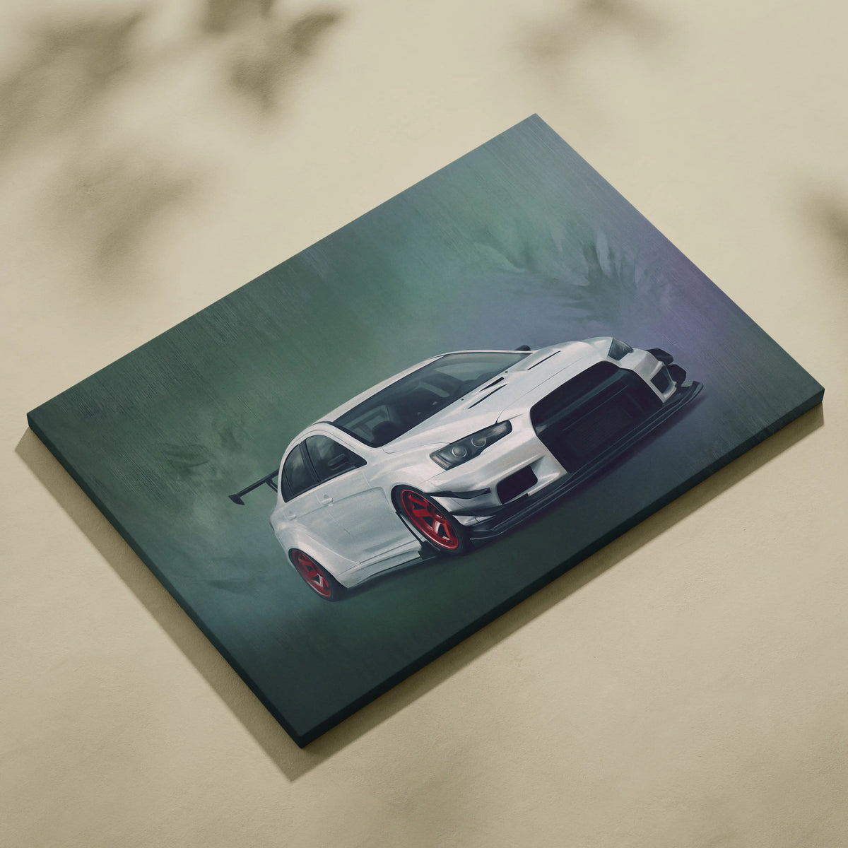 Mitsubishi Lancer Evolution X Inspired Car Wall Art, Rally Drift Racing Canvas Print for Garage