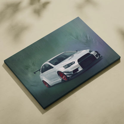 Mitsubishi Lancer Evolution X Inspired Car Wall Art, Rally Drift Racing Canvas Print for Garage