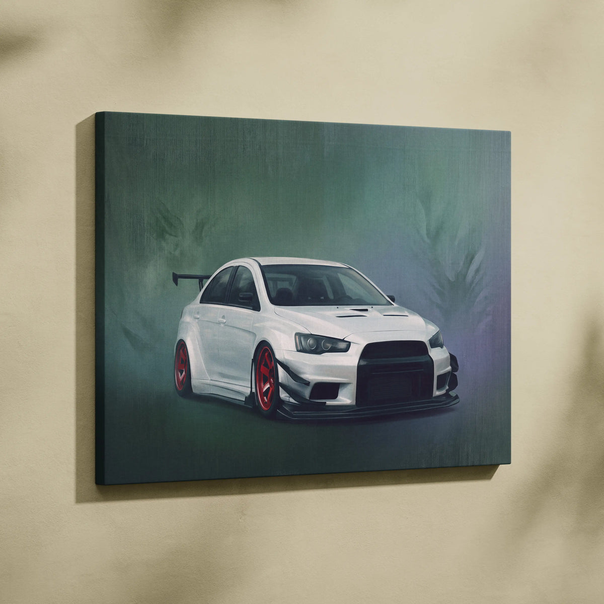 Mitsubishi Lancer Evolution X Inspired Car Wall Art, Rally Drift Racing Canvas Print for Garage