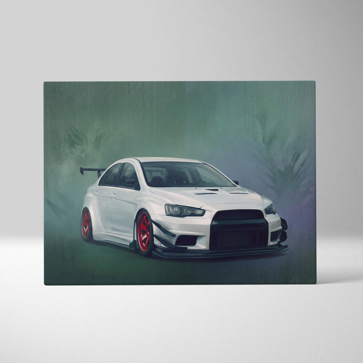 Mitsubishi Lancer Evolution X Inspired Car Wall Art, Rally Drift Racing Canvas Print for Garage