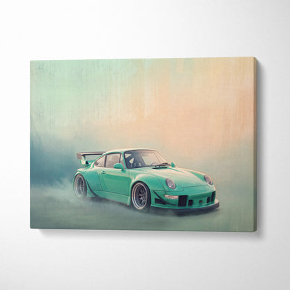 Porsche 911 Inspired Automotive Wall Art, Classic German Sports Car Canvas Art Print