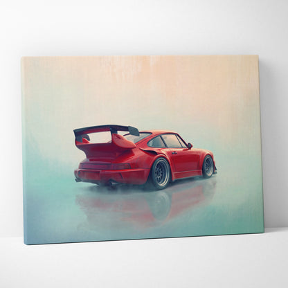 Porsche 911 Inspired Art Canvas, Retro Sports Car Wall Decor Poster