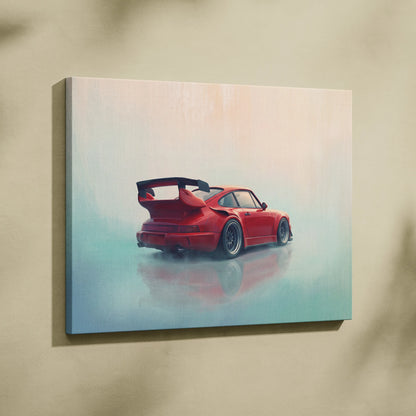 Porsche 911 Inspired Art Canvas, Retro Sports Car Wall Decor Poster