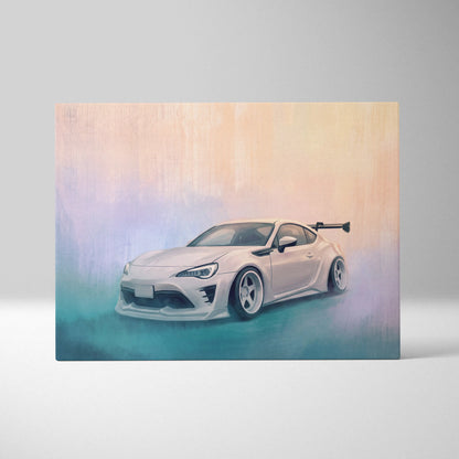 Toyota 86 Inspired Car Wall Art, Japanese Sports Coupe Canvas Print for Office Decor