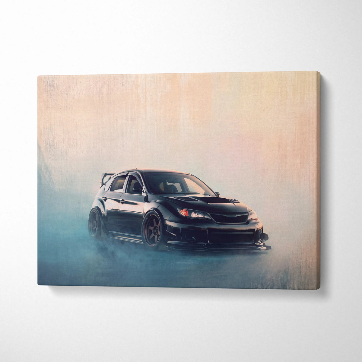 Subaru Impreza WRX STI Inspired Canvas Wall Art, Hatchback Rally Car Painting for Bedroom Decor