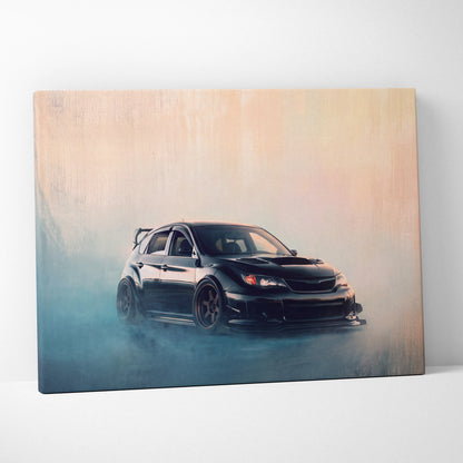Subaru Impreza WRX STI Inspired Canvas Wall Art, Hatchback Rally Car Painting for Bedroom Decor