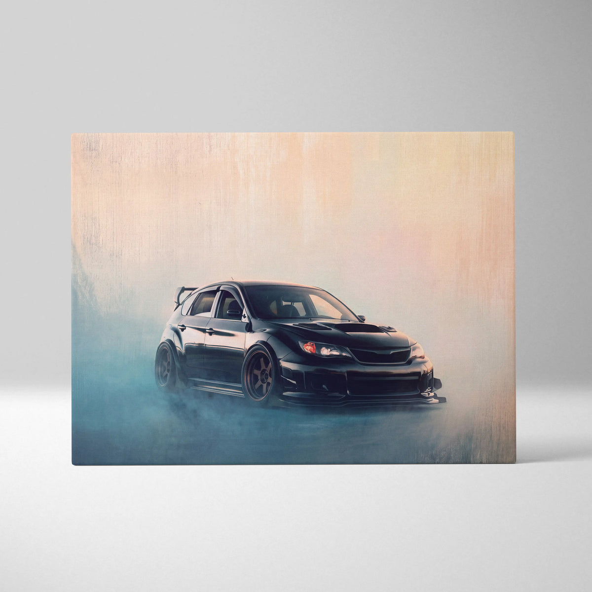 Subaru Impreza WRX STI Inspired Canvas Wall Art, Hatchback Rally Car Painting for Bedroom Decor