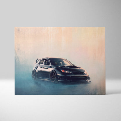 Subaru Impreza WRX STI Inspired Canvas Wall Art, Hatchback Rally Car Painting for Bedroom Decor