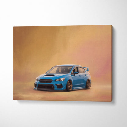 Subaru WRX STI Inspired Canvas Art, Drift Car Wall Painting for Garage Decor