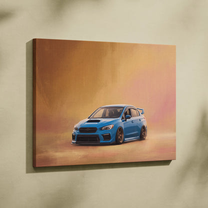 Subaru WRX STI Inspired Canvas Art, Drift Car Wall Painting for Garage Decor
