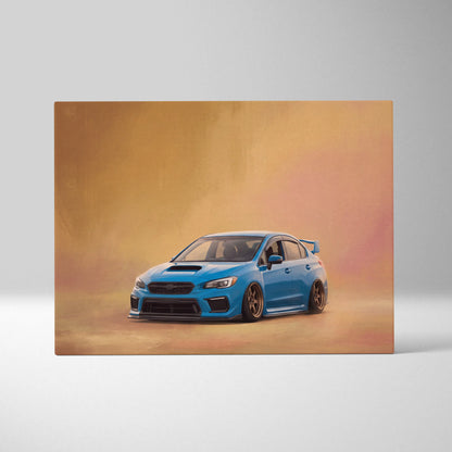 Subaru WRX STI Inspired Canvas Art, Drift Car Wall Painting for Garage Decor