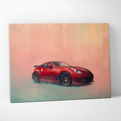 Nissan 370Z Inspired Car Wall Art, Japanese Sports Canvas Print for Office Decor