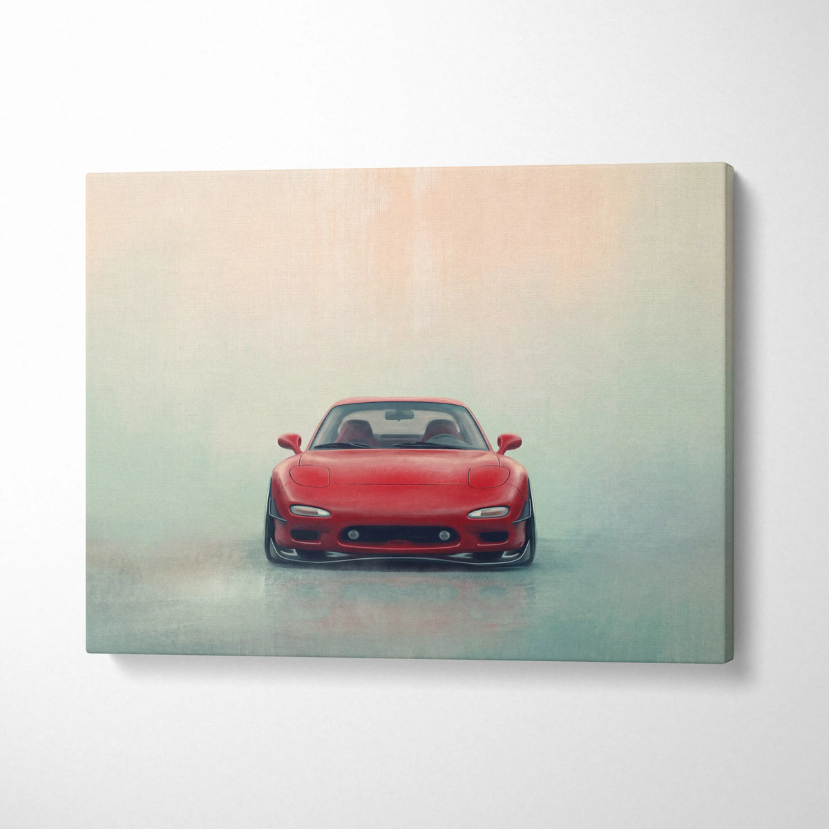 Lowered Mazda FD RX-7 Inspired Automotive Canvas Art, Rotary Drift Car Wall Decor for Bedroom