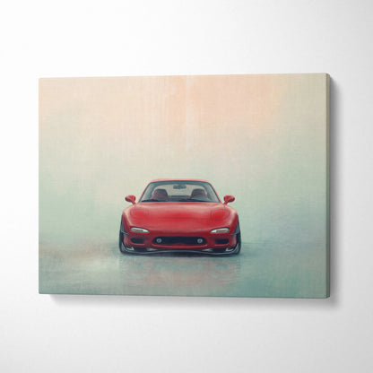 Lowered Mazda FD RX-7 Inspired Automotive Canvas Art, Rotary Drift Car Wall Decor for Bedroom