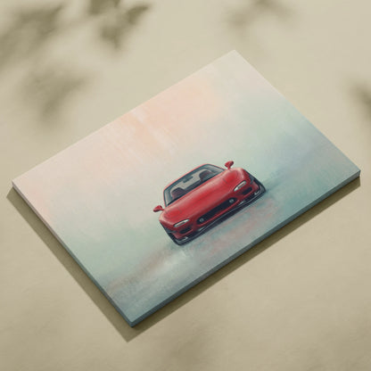Lowered Mazda FD RX-7 Inspired Automotive Canvas Art, Rotary Drift Car Wall Decor for Bedroom