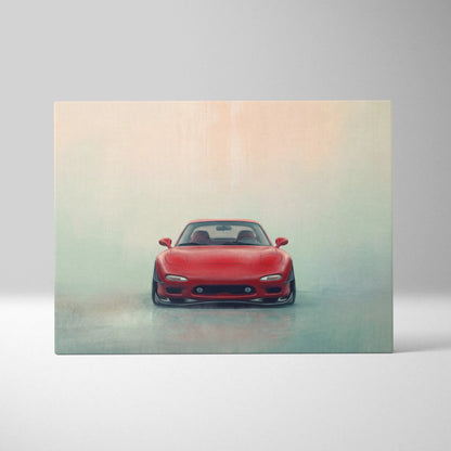 Lowered Mazda FD RX-7 Inspired Automotive Canvas Art, Rotary Drift Car Wall Decor for Bedroom