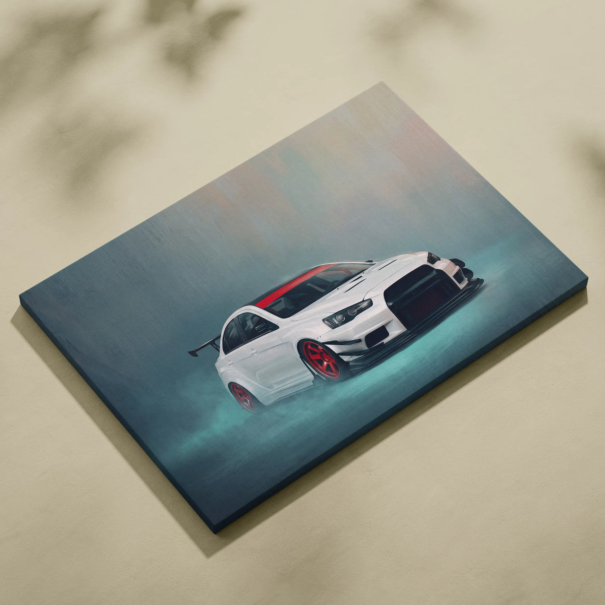 Mitsubishi Lancer Evolution X Inspired Canvas Art, Rally Tuner Car Wall Painting for Garage