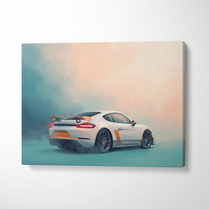 Porsche 718 Cayman Inspired Car Wall Art - Track Racing Vehicle Canvas Print for Living Room