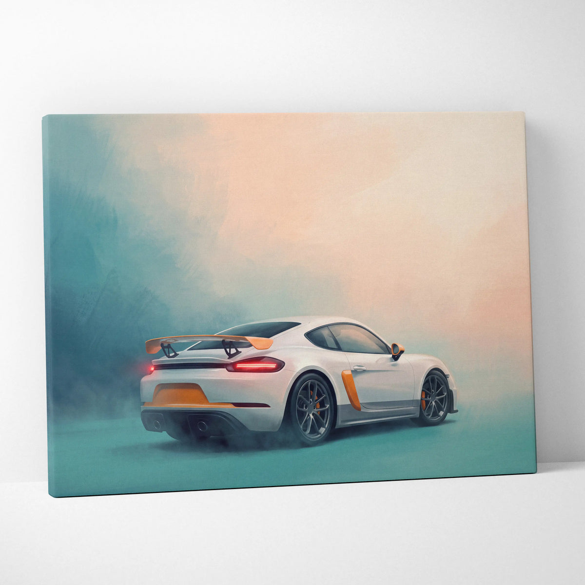 Porsche 718 Cayman Inspired Car Wall Art - Track Racing Vehicle Canvas Print for Living Room