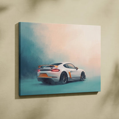 Porsche 718 Cayman Inspired Car Wall Art - Track Racing Vehicle Canvas Print for Living Room
