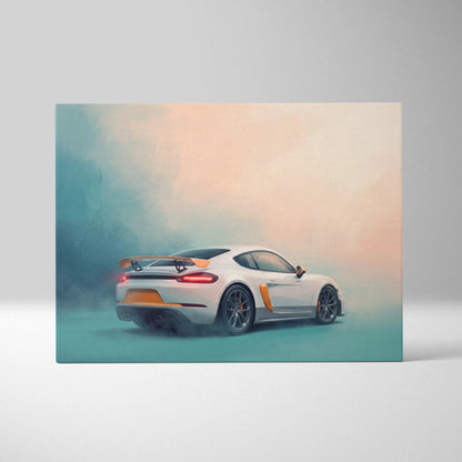 Porsche 718 Cayman Inspired Car Wall Art - Track Racing Vehicle Canvas Print for Living Room