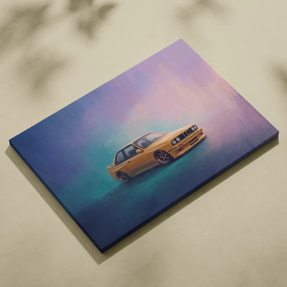 BMW E30 M3 Inspired Automotive Wall Art, Classic German Sports Car Canvas Art Print