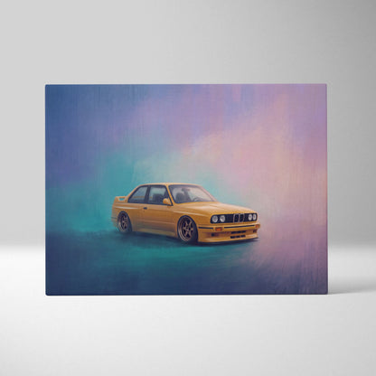 BMW E30 M3 Inspired Automotive Wall Art, Classic German Sports Car Canvas Art Print