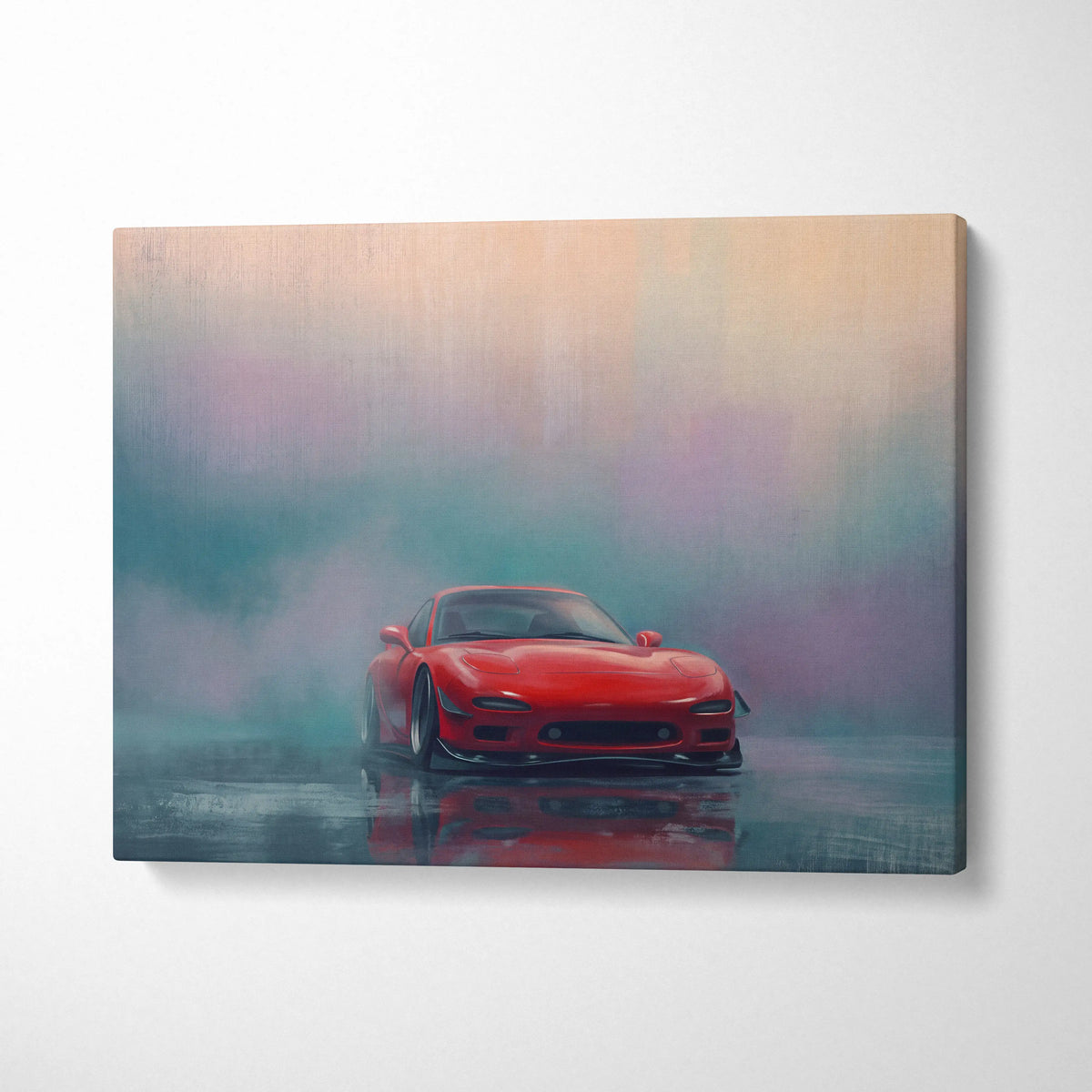 Mazda FD RX-7 Inspired Canvas Wall Art, Japanese Sports Car Painting for Bedroom Decor