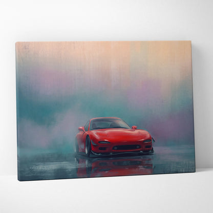 Mazda FD RX-7 Inspired Canvas Wall Art, Japanese Sports Car Painting for Bedroom Decor