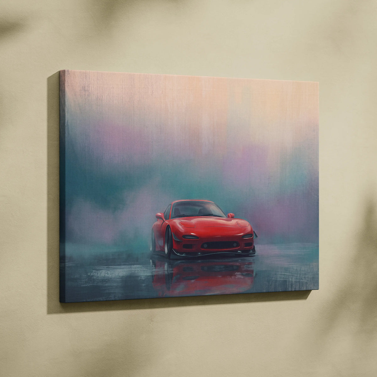 Mazda FD RX-7 Inspired Canvas Wall Art, Japanese Sports Car Painting for Bedroom Decor