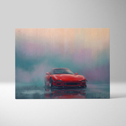 Mazda FD RX-7 Inspired Canvas Wall Art, Japanese Sports Car Painting for Bedroom Decor