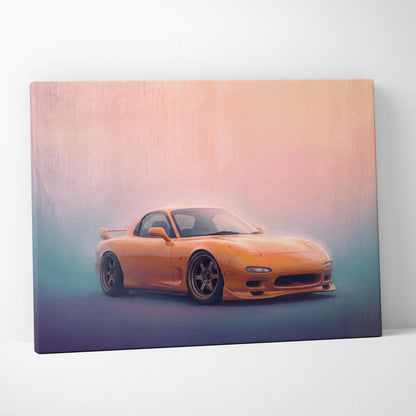 Mazda FD RX-7 Inspired Car Wall Art, Drift Racing Canvas Print for Office Decor
