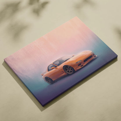 Mazda FD RX-7 Inspired Car Wall Art, Drift Racing Canvas Print for Office Decor