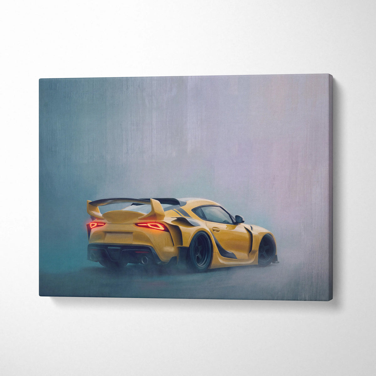 Toyota GR Supra Inspired Automotive Wall Art, Widebody Sports Car Canvas Print for Living Room
