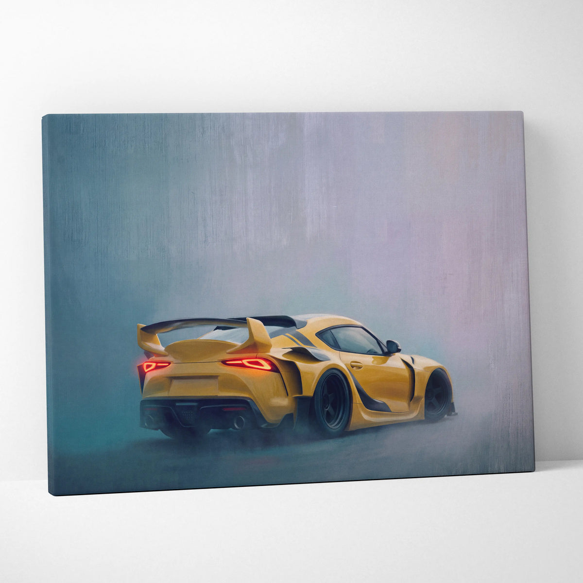Toyota GR Supra Inspired Automotive Wall Art, Widebody Sports Car Canvas Print for Living Room