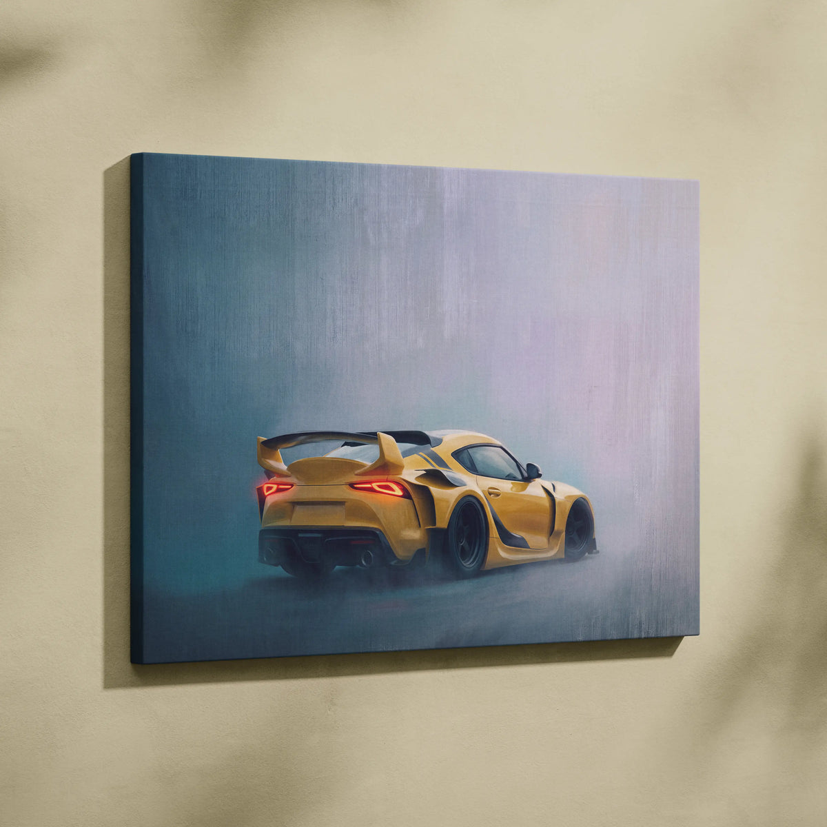 Toyota GR Supra Inspired Automotive Wall Art, Widebody Sports Car Canvas Print for Living Room