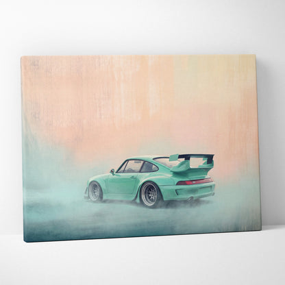 Porsche 911 Inspired Art Canvas, Retro Sports Car Wall Decor Poster