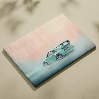 Porsche 911 Inspired Art Canvas, Retro Sports Car Wall Decor Poster