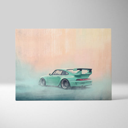 Porsche 911 Inspired Art Canvas, Retro Sports Car Wall Decor Poster