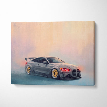 BMW M4 Inspired Automotive Wall Art, High Performance German Coupe Canvas Print