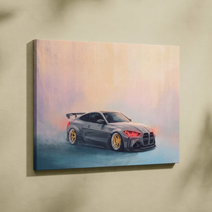 BMW M4 Inspired Automotive Wall Art, High Performance German Coupe Canvas Print