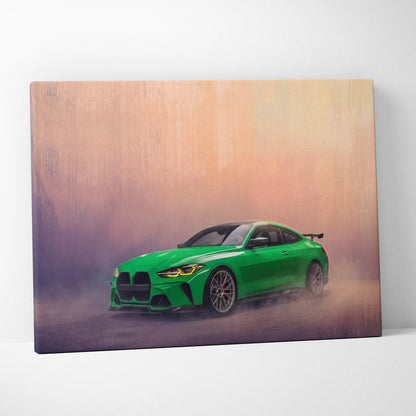 BMW M4 Inspired Canvas Art, Luxury Sports Car Wall Decor Print
