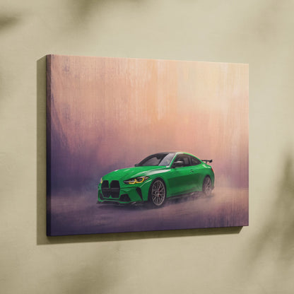 BMW M4 Inspired Canvas Art, Luxury Sports Car Wall Decor Print